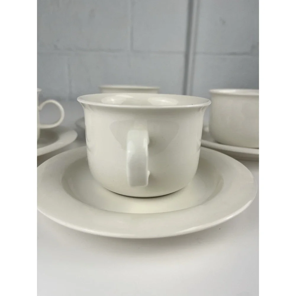 Arabia Finland Arctica White Cup & Saucer SET OF 4 MCM Minimalist